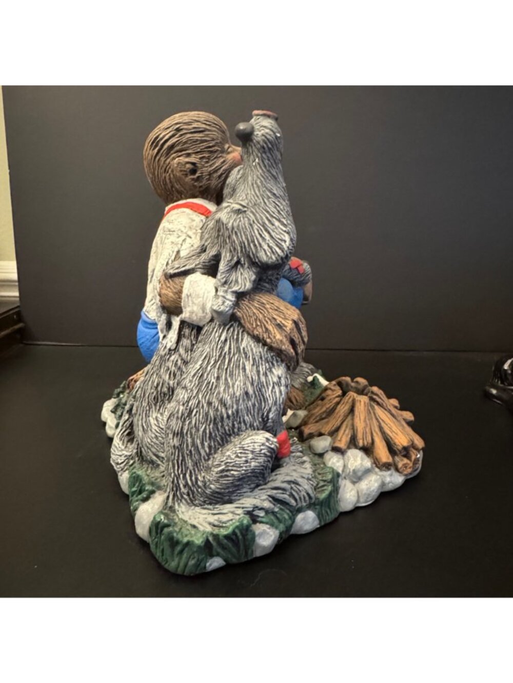 Howling Wolf Figurine With Campfire Scene 1988 Collectible Statue Hand-Painted - Picture 10 of 16